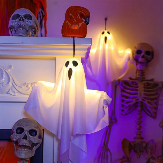 Hanging LED Light-Up Ghost Halloween Decoration