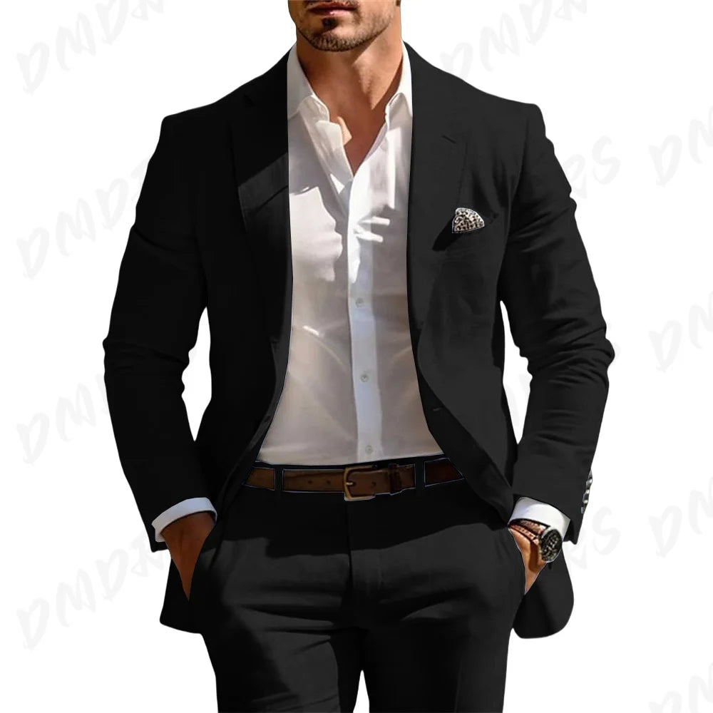 Men’s Formal Slim-Fit Suit Set – Premium Single-Breasted Wedding & Business Tuxedo