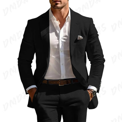 Men’s Formal Slim-Fit Suit Set – Premium Single-Breasted Wedding & Business Tuxedo