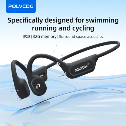 POLVCDG X9 Bone Conduction Earphones 32G IPX8 Waterproof Open Design