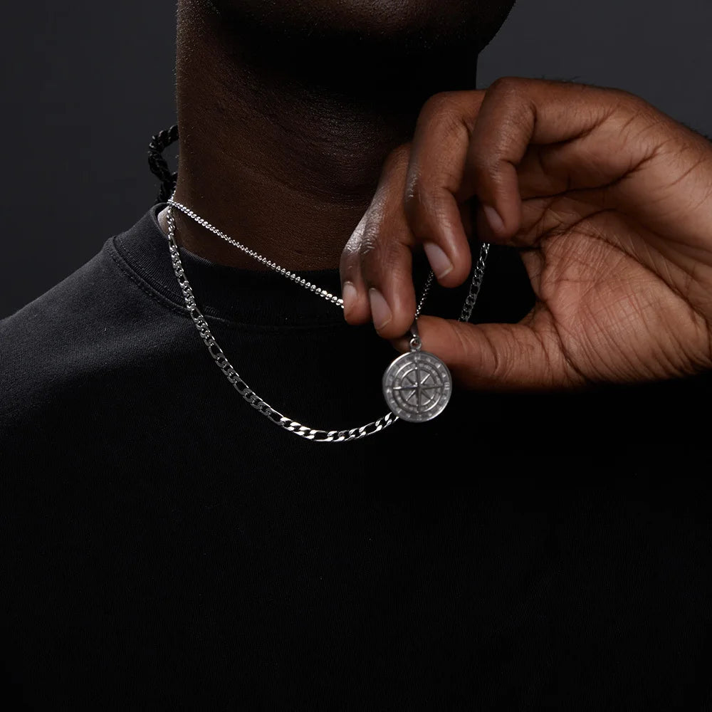 Stainless Steel Cuban Figaro Wheat Chain Necklace