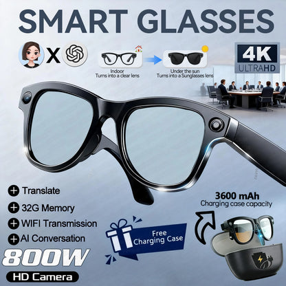 4K AI Camera Smart Sunglasses with Power Bank