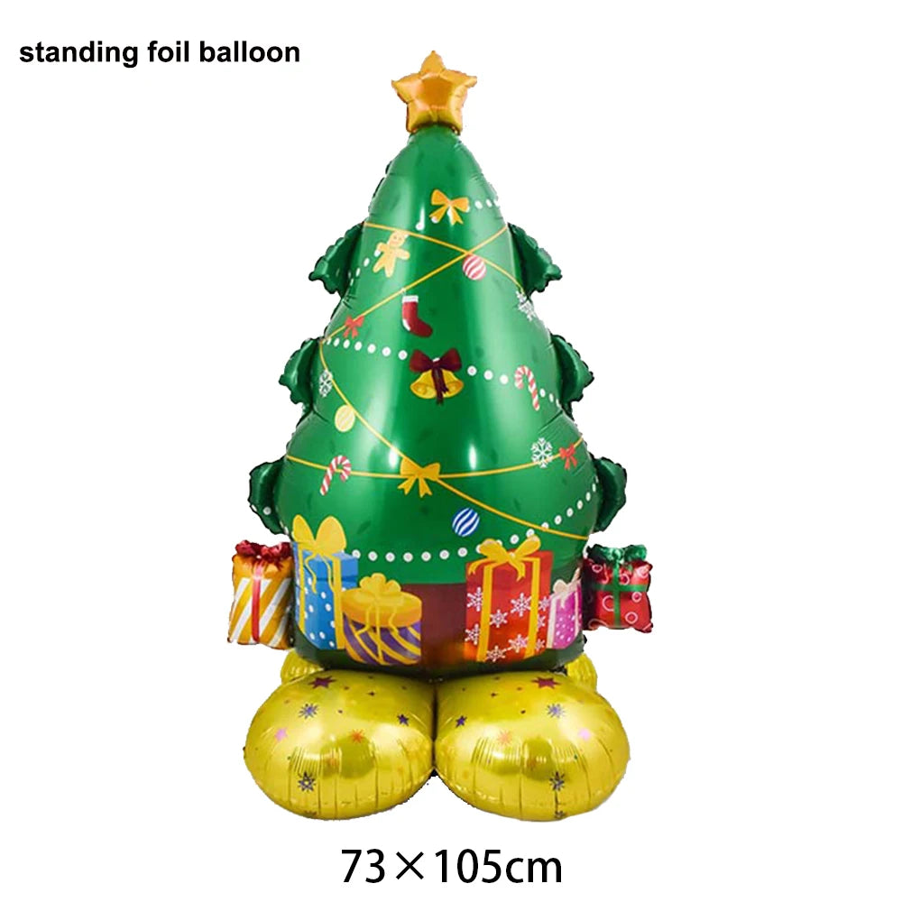 Large Standing 4D Foil Christmas Balloon - Inflatable Holiday Decor with Base