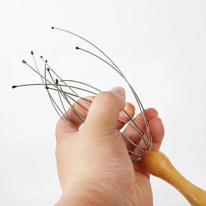 Wooden Handle Octopus Head Massager