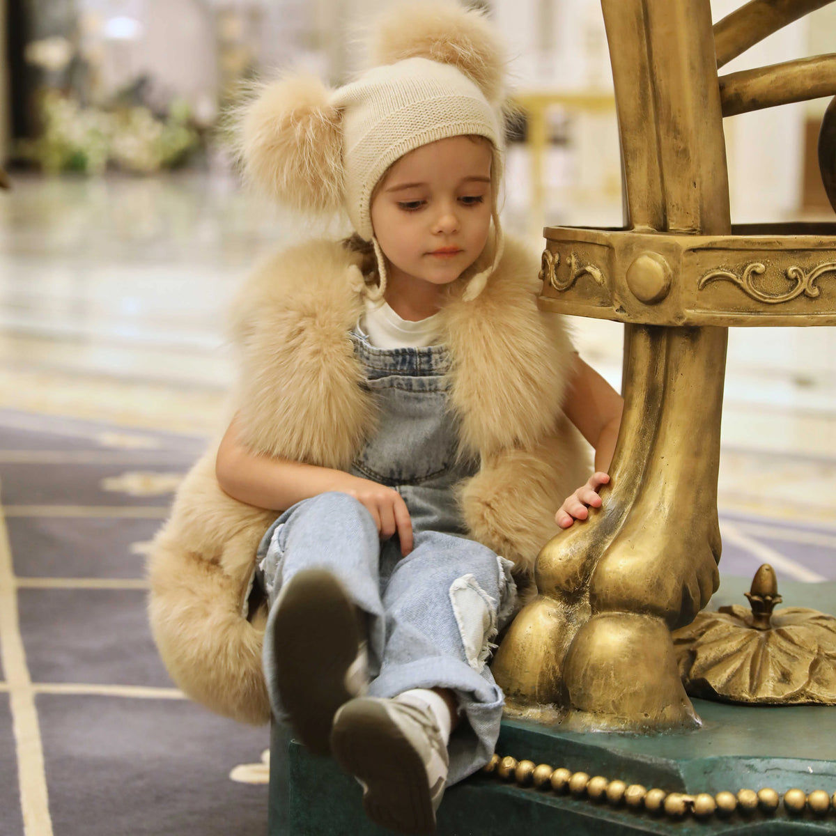 Girls' Genuine Fox Fur Vest - High-End Winter Gilet