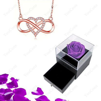 Luxury Heart Pendant Necklace with Rose Gift Box