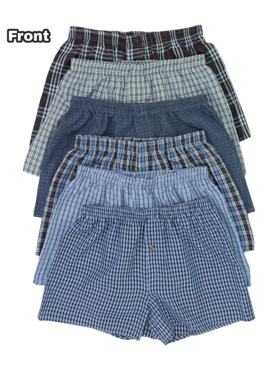 Men's Classic Plaid Woven Cotton Boxer Shorts (6 pack)