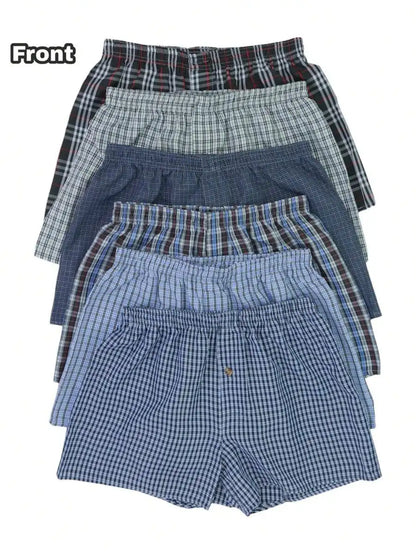 Men's Classic Plaid Woven Cotton Boxer Shorts (6 pack)
