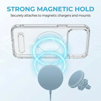 Clear Magnetic Phone Case with Built-in Kickstand for iPhone