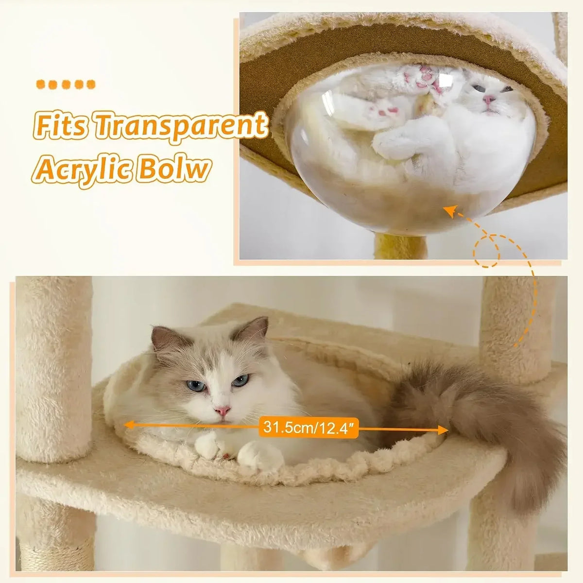 Floor-to-Ceiling Adjustable Cat Tree Tower with Sisal Scratching Posts & Condo