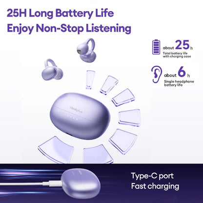 Lenovo LK6 Wireless Bluetooth 5.4 Clip-On Earphones with HD Audio & Noise Reduction