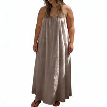 Backless Casual Solid Color Loose Fitting Sleeveless Dress