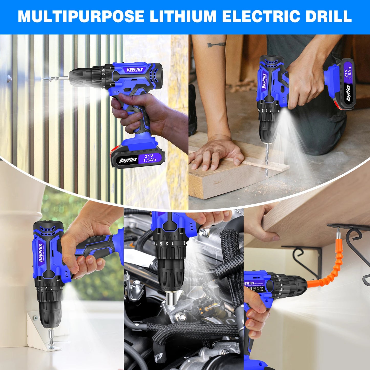 BRIEFNESS 21V Cordless Drill & Electric Screwdriver 2-Speed