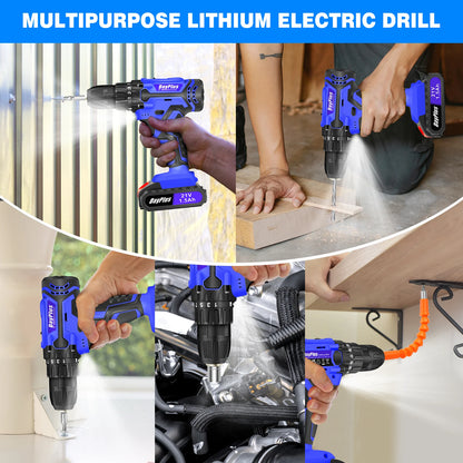 BRIEFNESS 21V Cordless Drill & Electric Screwdriver 2-Speed
