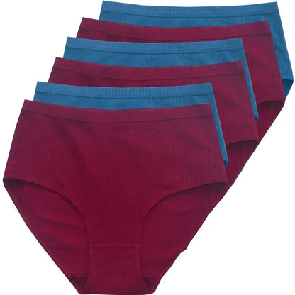 Chen Asta Women's Cotton High-Waist Briefs (6-Pack) - Breathable Plus Size Panties