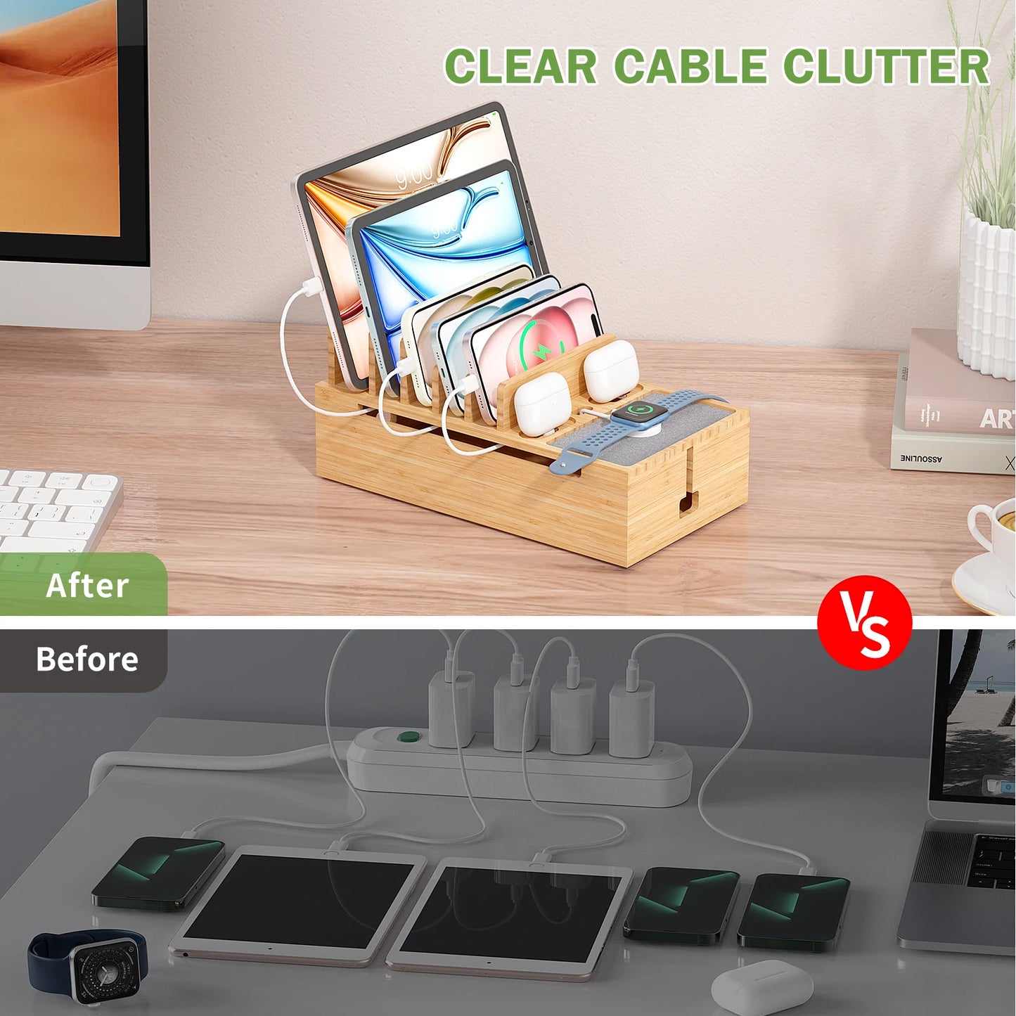 Bamboo Charging Station for Multiple Devices