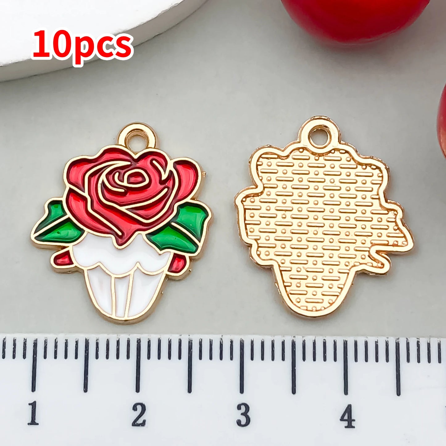 10-20 Piece Valentine's Day Mixed Alloy Flower Charms Set - DIY Jewelry Making Pendants