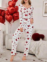 Heart Print 2Pces Pajamas Set