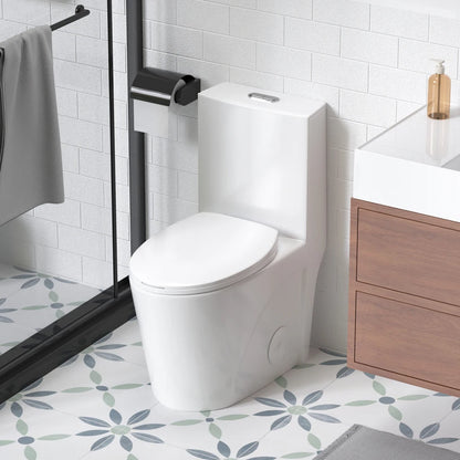 Tornado Flush Elongated One-Piece Toilet with Soft-Close Seat