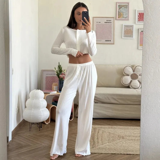 Design Sense Cotton Long-Sleeved Long Pants Pajama Set