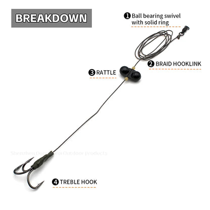 Heavy-Duty Catfish Rattle Rig with Double Hooks