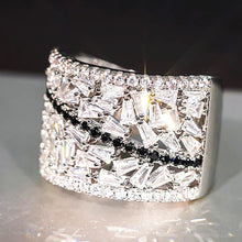 Huitan Unique Design One Line Geometric Crystal Cubic Zirconia Cocktail Ring