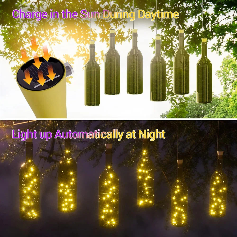 Solar Wine Bottle Cork Copper Wire Fairy Lights (20 LEDs)