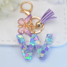Exquisite Initial Blue Shiny Resin Keychain