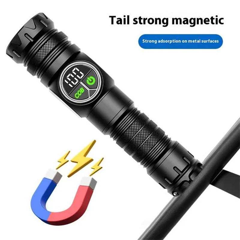 Ultra-Bright White Laser LED Tactical Flashlight with COB Side Light