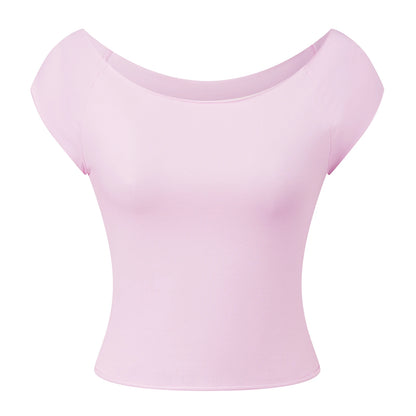 Women's Dot Print Off-Shoulder Short Sleeve Crop Top