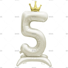 42" Colored Number Stand Foil Balloons with Crown Figures