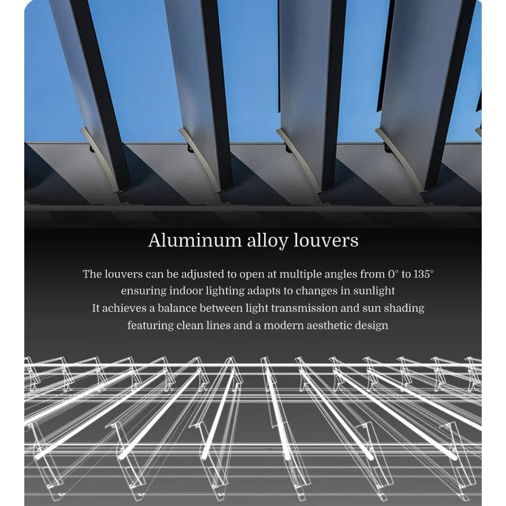 Bioclimatic Metal Outdoor Pergola Gazebo – All-Weather Heavy-Duty Aluminum Pavilion for Patio, Backyard & Fire Pit