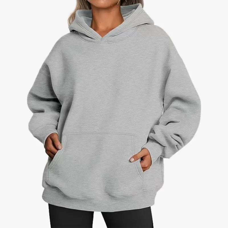 Women's Oversized Fleece Warm Hoodie - Casual Loose Fit Autumn Winter Pullover Sweatshirt