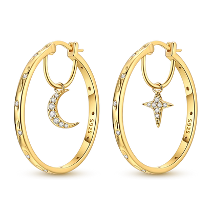 925 Sterling Silver CZ Zircon Gold-Plated Hoop Earrings – Sparkling Minimalist Jewelry