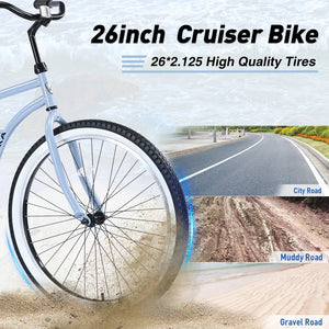 Single Speed 26" Steel Frame, Wide Tire Bicycle