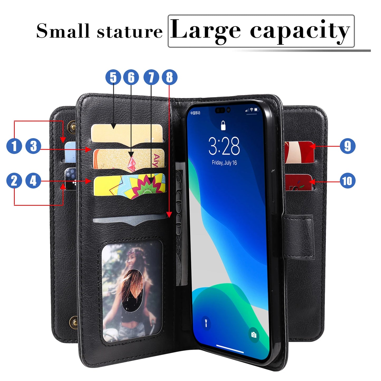 Samsung Leather Storage Compartment Flip Card Slot Wallet Case