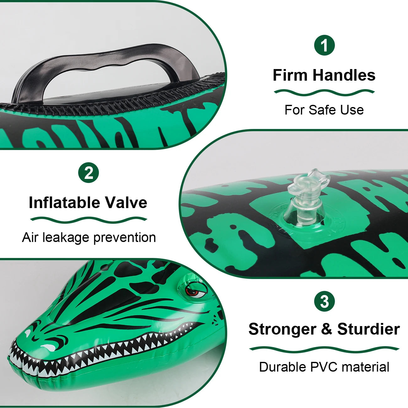 Adventure-Ready Crocodile Inflatable Ride-on with Handles