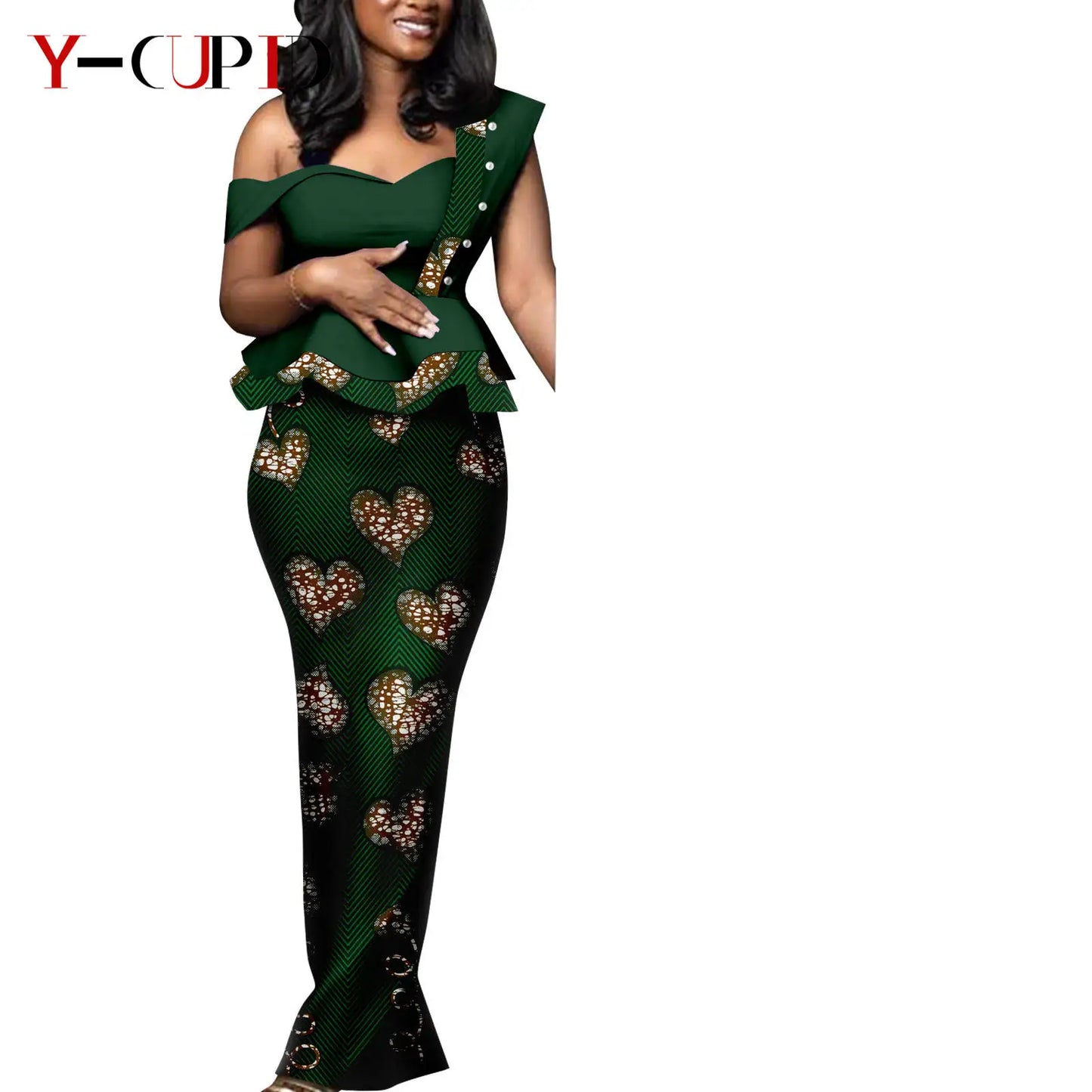 African Print Matching Couple Outfits Men's Dashiki Shirt Set & Women's Dress