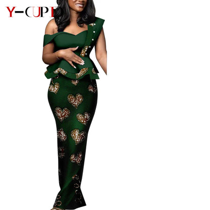 African Print Matching Couple Outfits Men's Dashiki Shirt Set & Women's Dress