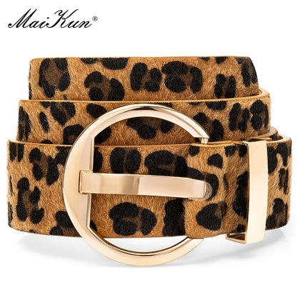 Leopard Print Irregular Alloy Pin Buckle Belt