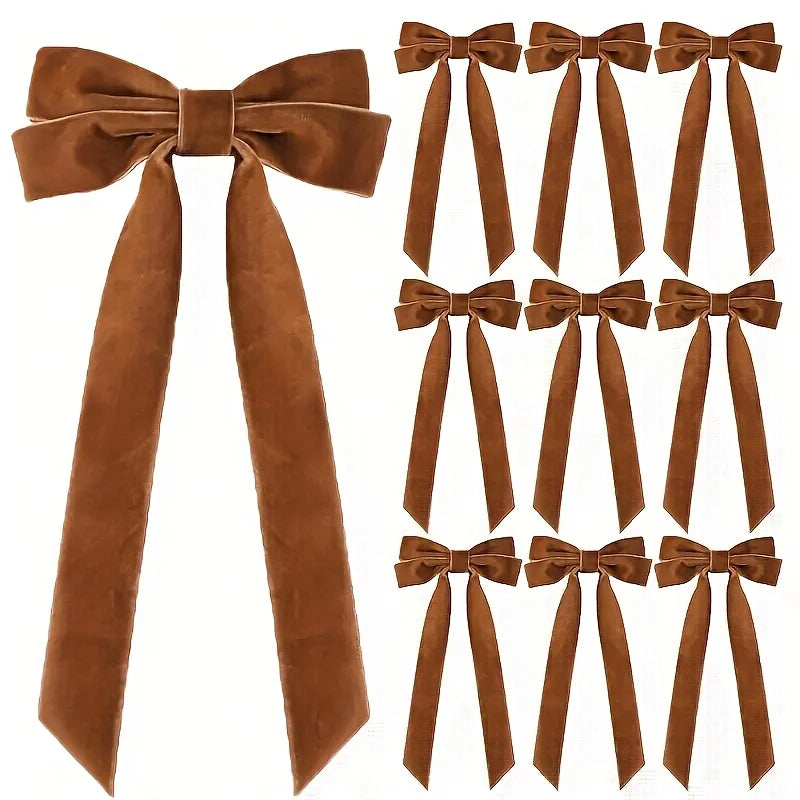 10pcs Velvet Christmas Tree Bows for Wreaths & Holiday Decor