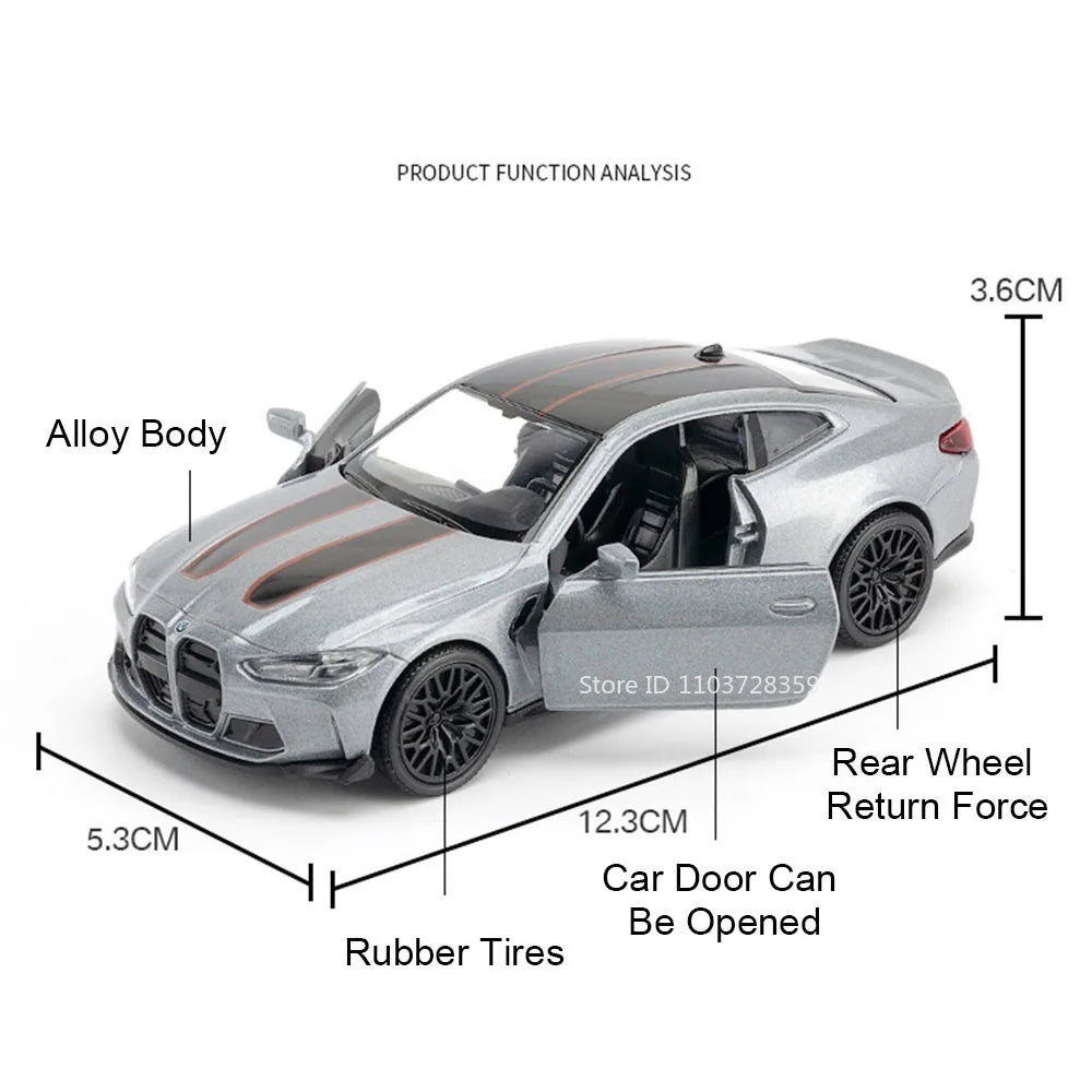 1:36 Model Car BMW Alloy Diecast Doors Opened Pull Back Rubber Tires
