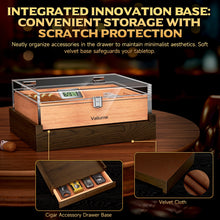 Desktop Humidor Box with Cigar Accessory Drawer Humidifier & Digital Hygrometer
