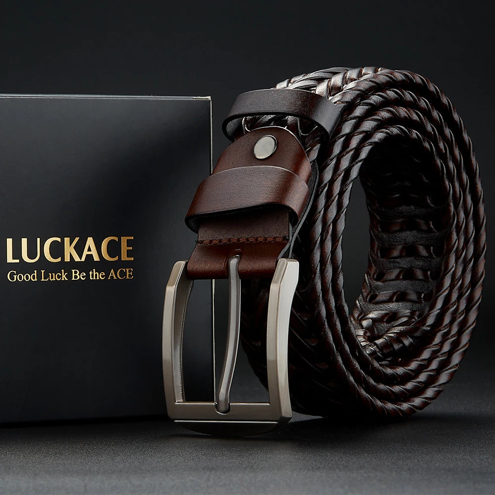 LUCKACE Genuine Leather Belt With Alloy Buckle