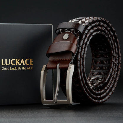 LUCKACE Genuine Leather Belt With Alloy Buckle