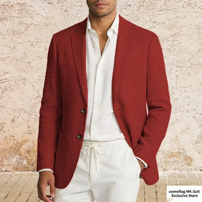 Men’s Lightweight Cotton Linen Suit Jacket – Casual Summer Beach Blazer & Sport Coat