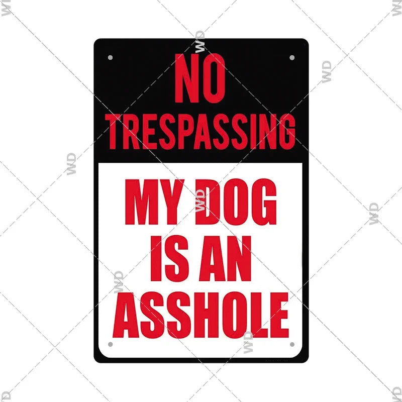 Warning Tin Sign - Vintage Private Property & Security Wall Plaque
