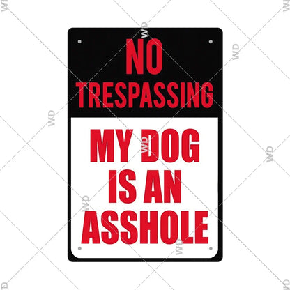 Warning Tin Sign - Vintage Private Property & Security Wall Plaque