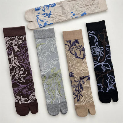 Women's Retro Floral Split-Toe Tabi Socks Set