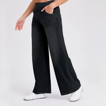 High Waist Stretch Denim Loose Wide Leg Jeans